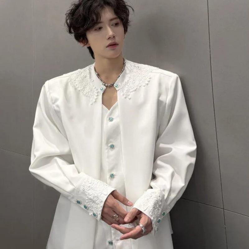 Men s Clothing Embroidered Versatile Shoulder Pad Shirt Trendy Brand Handsome Long-sleeved Lace Elegant High-end Shirt S белый
Men s Clothing Embroidered Versatile Shoulder Pad Shirt Trendy Brand Handsome Long-sleeved Lace Elegant High-end Shirt S белый