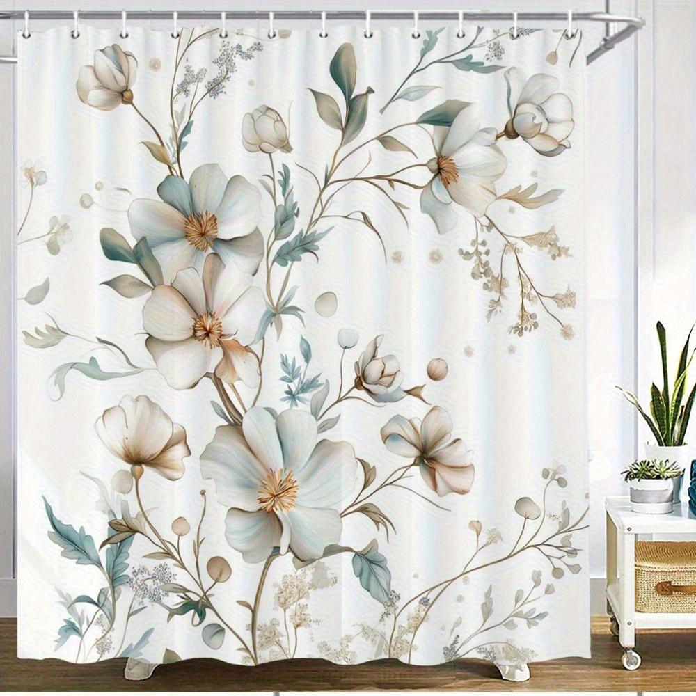 1 Piece White And Pink Flowers With Teal Leaves Shower Curtain, Polyester Fabric, Machine Washable, Suitable For Bathroom W60H190(CM)-1 Pcs
1 Piece White And Pink Flowers With Teal Leaves Shower Curtain, Polyester Fabric, Machine Washable, Suitable For Bathroom W60H190(CM)-1 Pcs