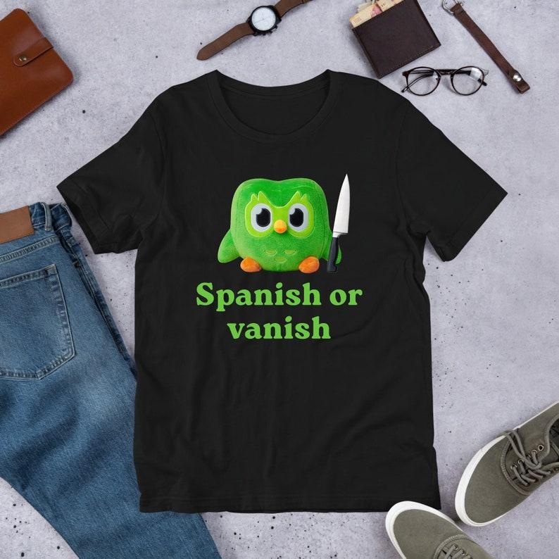 230 Gsm 100% Cotton Spanish Or Vanish Language Learning Owl Funny Meme Shirt Ironic Shirt Owl Lover Gift Oddly Specific Unhinged Shirt Cursed Cringe 3XL чорний
230 Gsm 100% Cotton Spanish Or Vanish Language Learning Owl Funny Meme Shirt Ironic Shirt Owl Lover Gift Oddly Specific Unhinged Shirt Cursed Cringe 3XL чорний