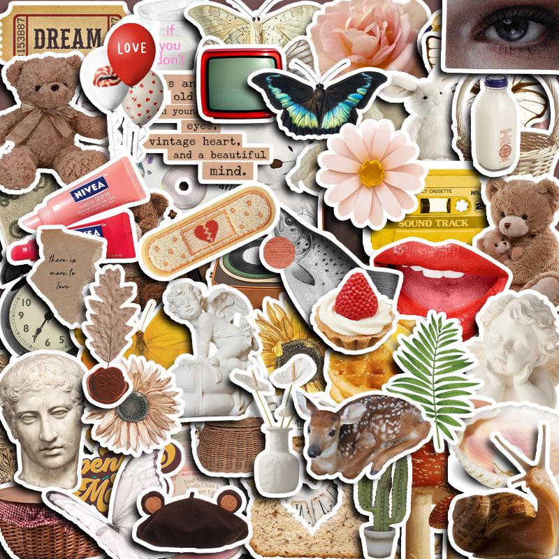 European & American Little Bear Statue Milk Tea Journal Sticker Set - 60 Sheets
European & American Little Bear Statue Milk Tea Journal Sticker Set - 60 Sheets