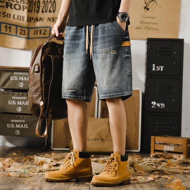 Трендовые мужские рваные джинсовые шорты средней посадки с эффектом стирки - Эластичные, свободные, прямого кроя для лета XL синий
Трендовые мужские рваные джинсовые шорты средней посадки с эффектом стирки - Эластичные, свободные, прямого кроя для лета XL синий