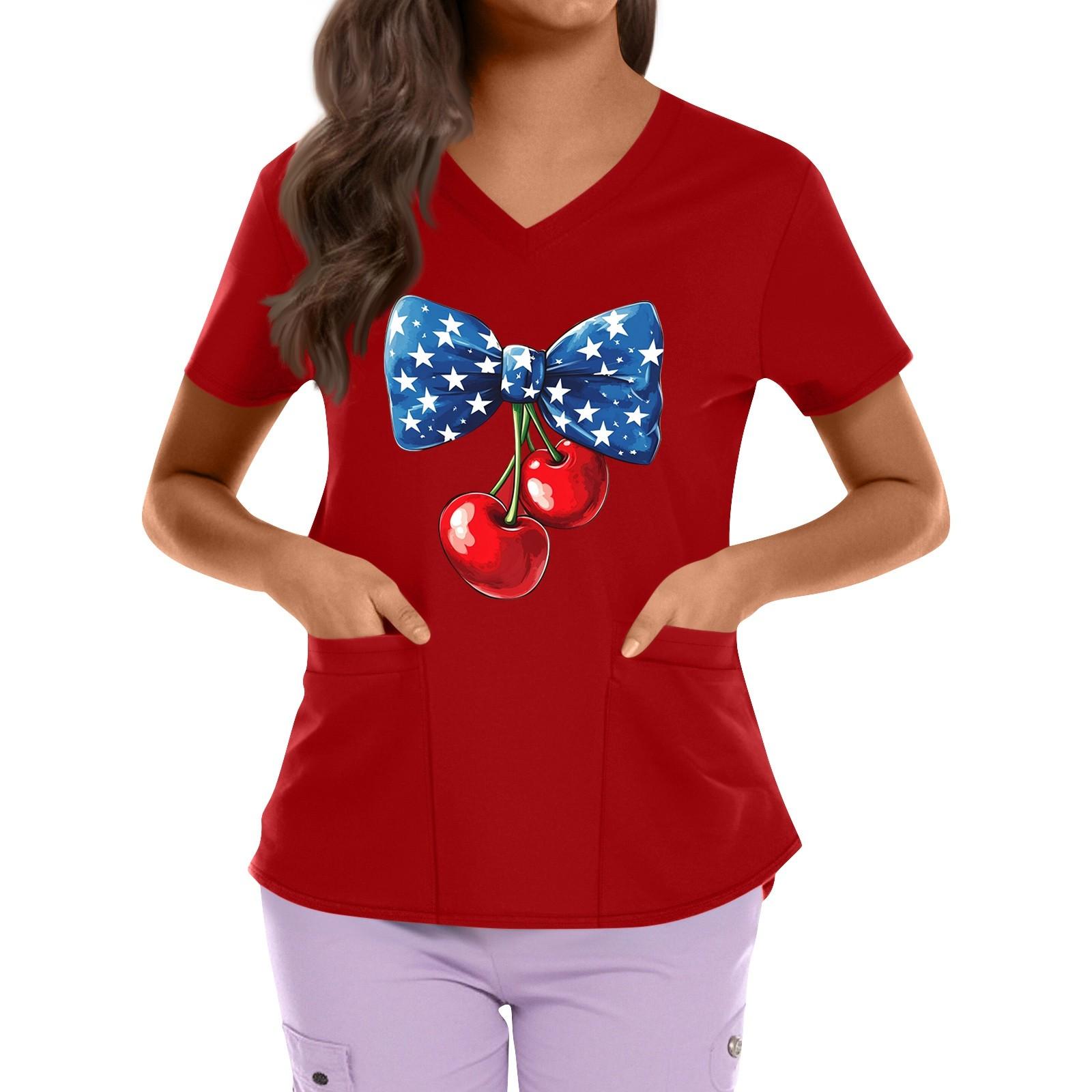 Plus Size Printed Scrub Working Uniform Tops For Women s Cross V Neck Independence Day Print Short Sleeve Fun T-Shirts Workwear Tee With Pockets M червоний
Plus Size Printed Scrub Working Uniform Tops For Women s Cross V Neck Independence Day Print Short Sleeve Fun T-Shirts Workwear Tee With Pockets M червоний