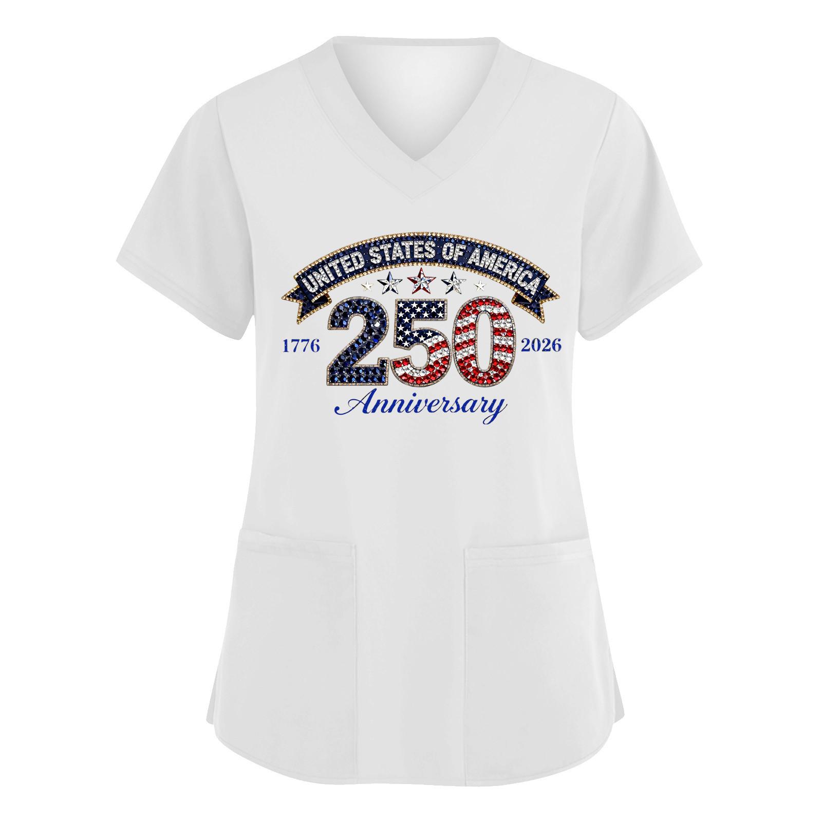 Womens V Neck Short Sleeve Top 250th Anniversary 1776 to 2026 States of America Print Shirt with Pockets XL білий
Womens V Neck Short Sleeve Top 250th Anniversary 1776 to 2026 States of America Print Shirt with Pockets XL білий