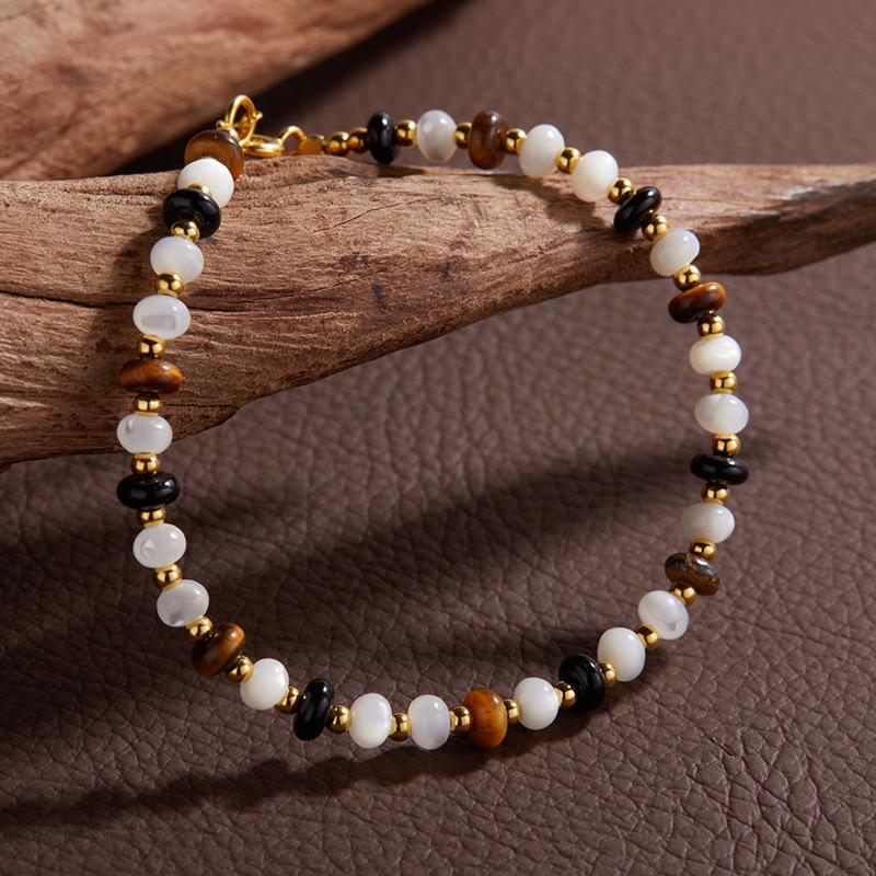 Natural Gemstone, Tiger Eye, White Fritillary, Black Agate, Colored Treasure, Beaded Bracelet For Women, With S925 Whole Body Sterling Silver.
Natural Gemstone, Tiger Eye, White Fritillary, Black Agate, Colored Treasure, Beaded Bracelet For Women, With S925 Whole Body Sterling Silver.