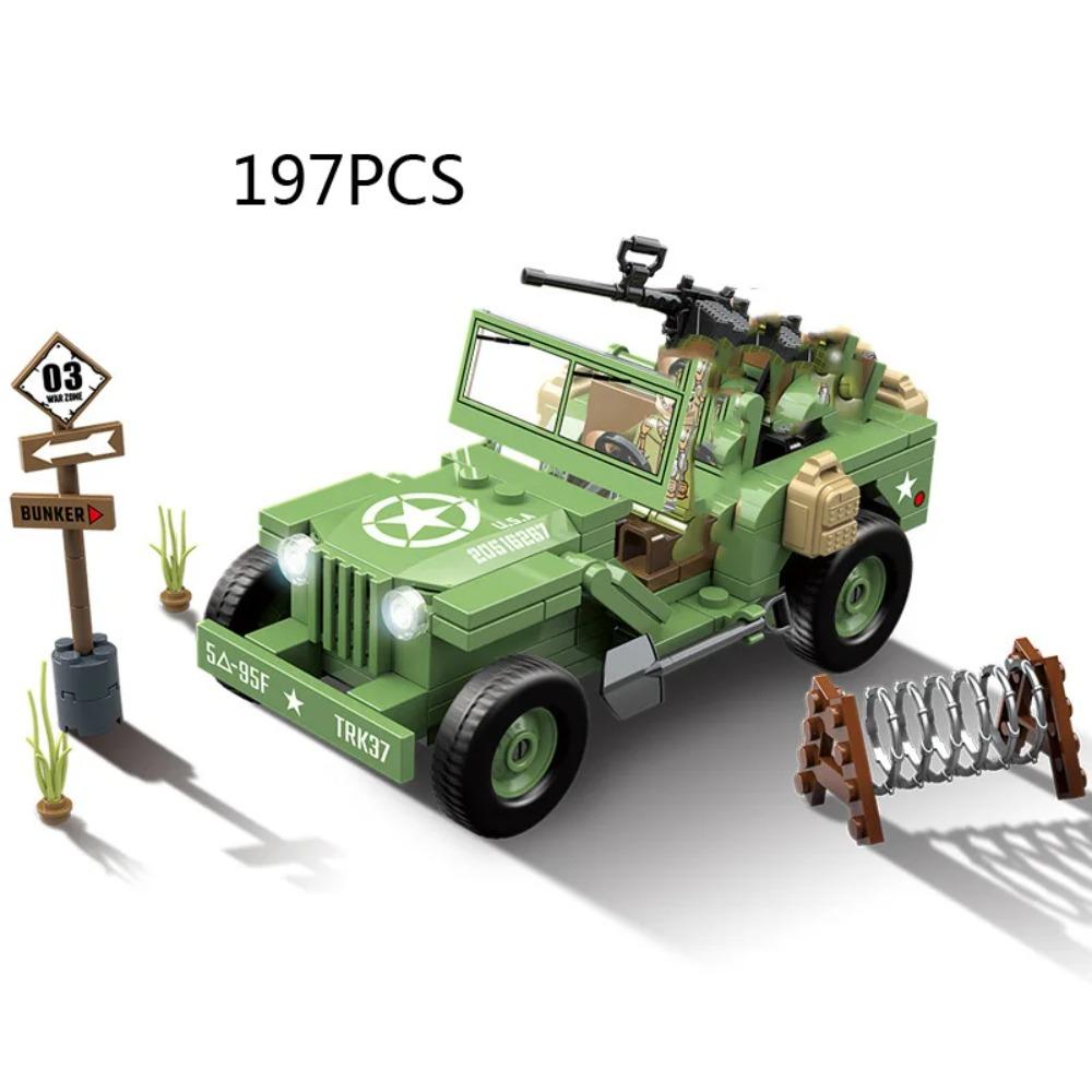 World War 4in1 Warfare Military Building Block WW2 Army Figures Brick WILLYS Jeeps Crossing Battlefield Toys For Boys Gifts
World War 4in1 Warfare Military Building Block WW2 Army Figures Brick WILLYS Jeeps Crossing Battlefield Toys For Boys Gifts
