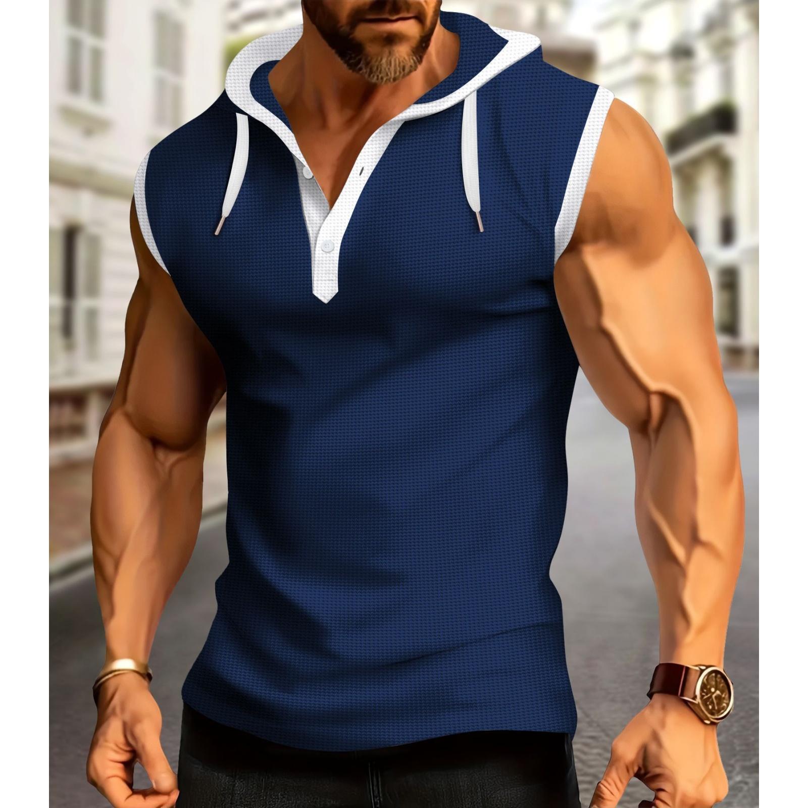 Men s Casual Sports Multi-color T-shirt - Men s Hooded Sleeveless Top L Темно-синій
Men s Casual Sports Multi-color T-shirt - Men s Hooded Sleeveless Top L Темно-синій