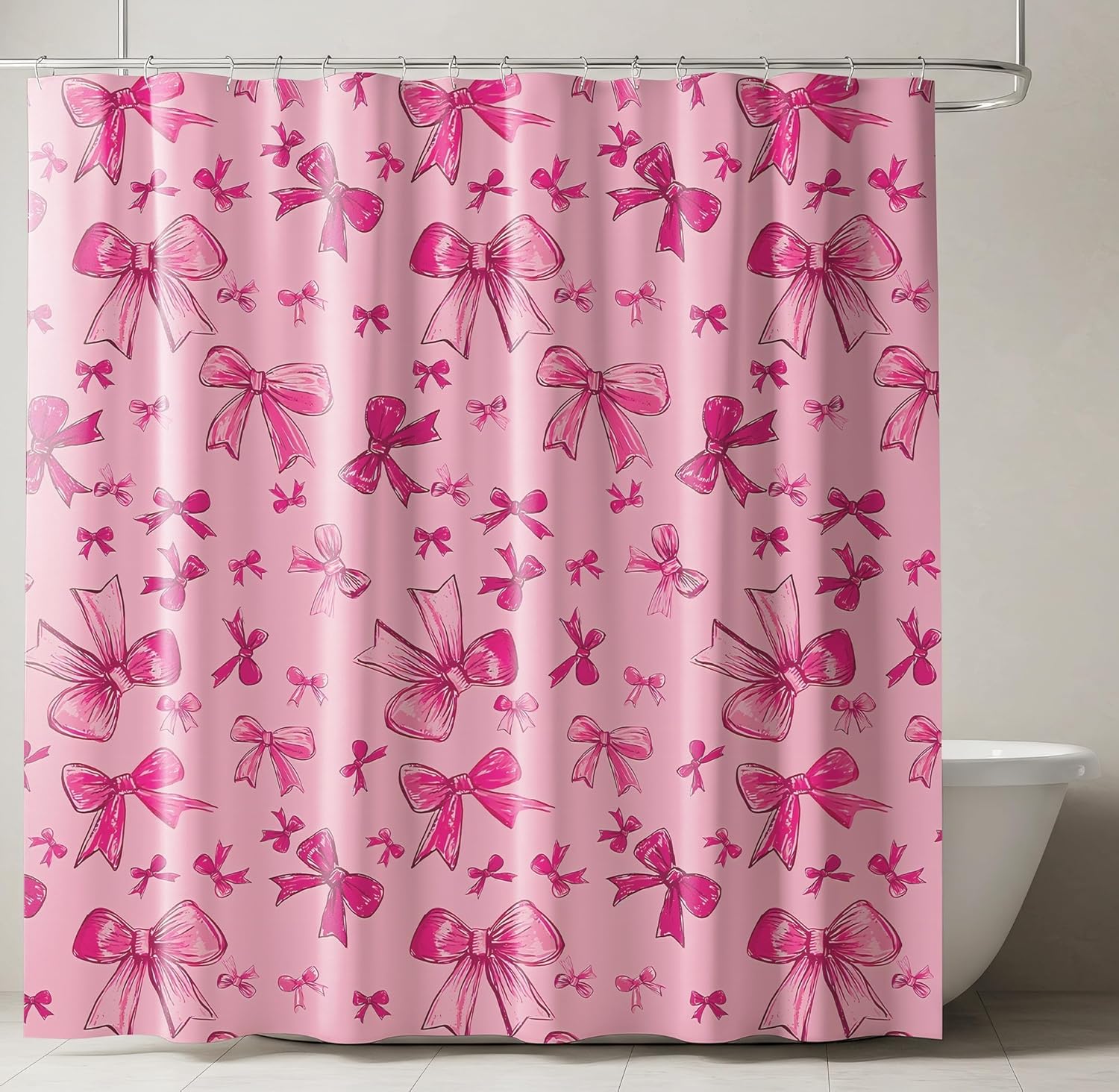 Pink Bow Shower Curtain – Cute Bowknot Pattern, Princess-Themed Bathroom Decor With Sweet Pink Design W60H190(CM)-1 Pcs
Pink Bow Shower Curtain – Cute Bowknot Pattern, Princess-Themed Bathroom Decor With Sweet Pink Design W60H190(CM)-1 Pcs