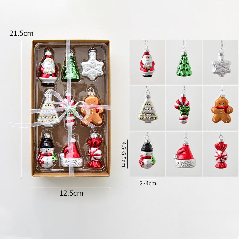 9pcs Glass Christmas Tree Hanging Decoration Creative Glass Snowman Snowflake Christmas Tree Santa Claus Candy Christmas Hat Set
9pcs Glass Christmas Tree Hanging Decoration Creative Glass Snowman Snowflake Christmas Tree Santa Claus Candy Christmas Hat Set