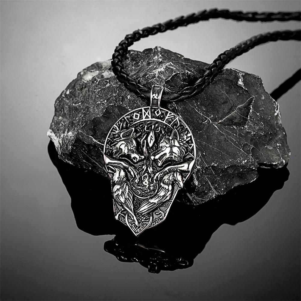 Viking Necklace for Men Odin Wolf Raven Pendant Norse Mythology Stainless Steel Jewelry Futhark Runes Celtic Crow 60CM
Viking Necklace for Men Odin Wolf Raven Pendant Norse Mythology Stainless Steel Jewelry Futhark Runes Celtic Crow 60CM