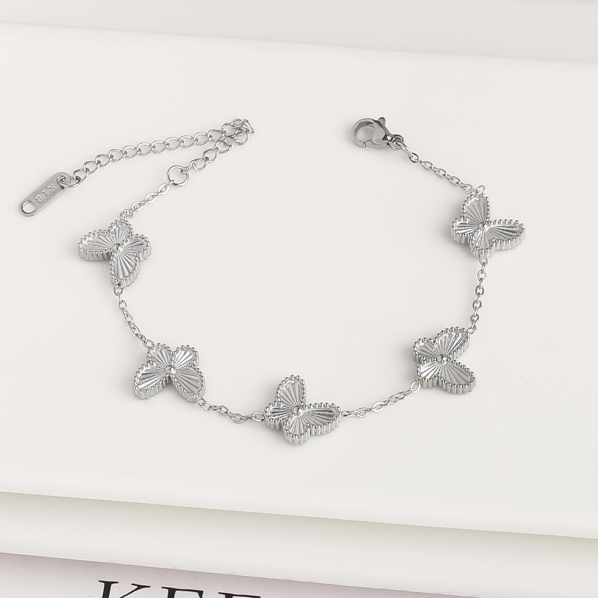 High Quality Gold Plated Stainless Steel Butterfly Insect Bracelet Classic for Women Girls Fashion Party Wedding Jewelry Clover
High Quality Gold Plated Stainless Steel Butterfly Insect Bracelet Classic for Women Girls Fashion Party Wedding Jewelry Clover