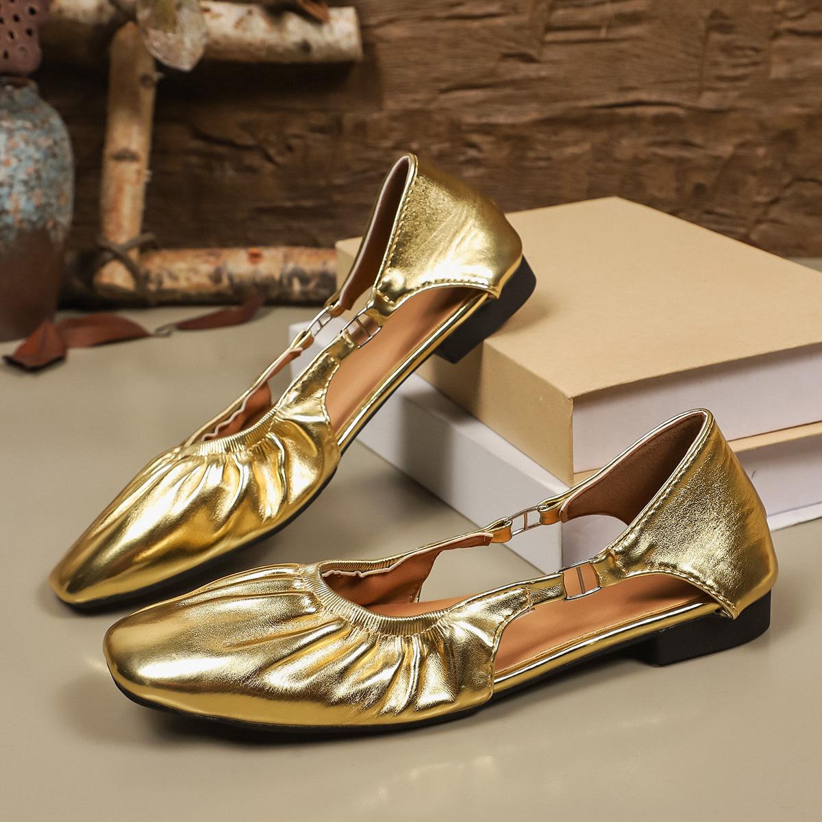 Модная женская обувь на плоской подошве, популярная весенне-летняя балетная обувь золотого цвета, с мягкой подошвой, повседневная и удобная, с низким вырезом, zapatos mujer 35
Модная женская обувь на плоской подошве, популярная весенне-летняя балетная обувь золотого цвета, с мягкой подошвой, повседневная и удобная, с низким вырезом, zapatos mujer 35
