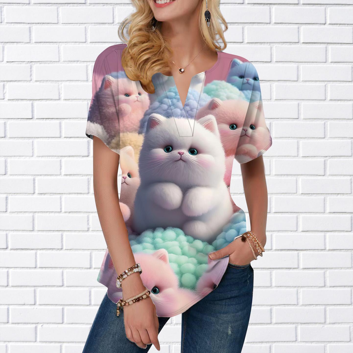 Женская летняя футболка с принтом Little Fat Cat, футболки с короткими рукавами, повседневные топы с принтом, маленький v-образный вырез с короткими рукавами XS розовый
Женская летняя футболка с принтом Little Fat Cat, футболки с короткими рукавами, повседневные топы с принтом, маленький v-образный вырез с короткими рукавами XS розовый