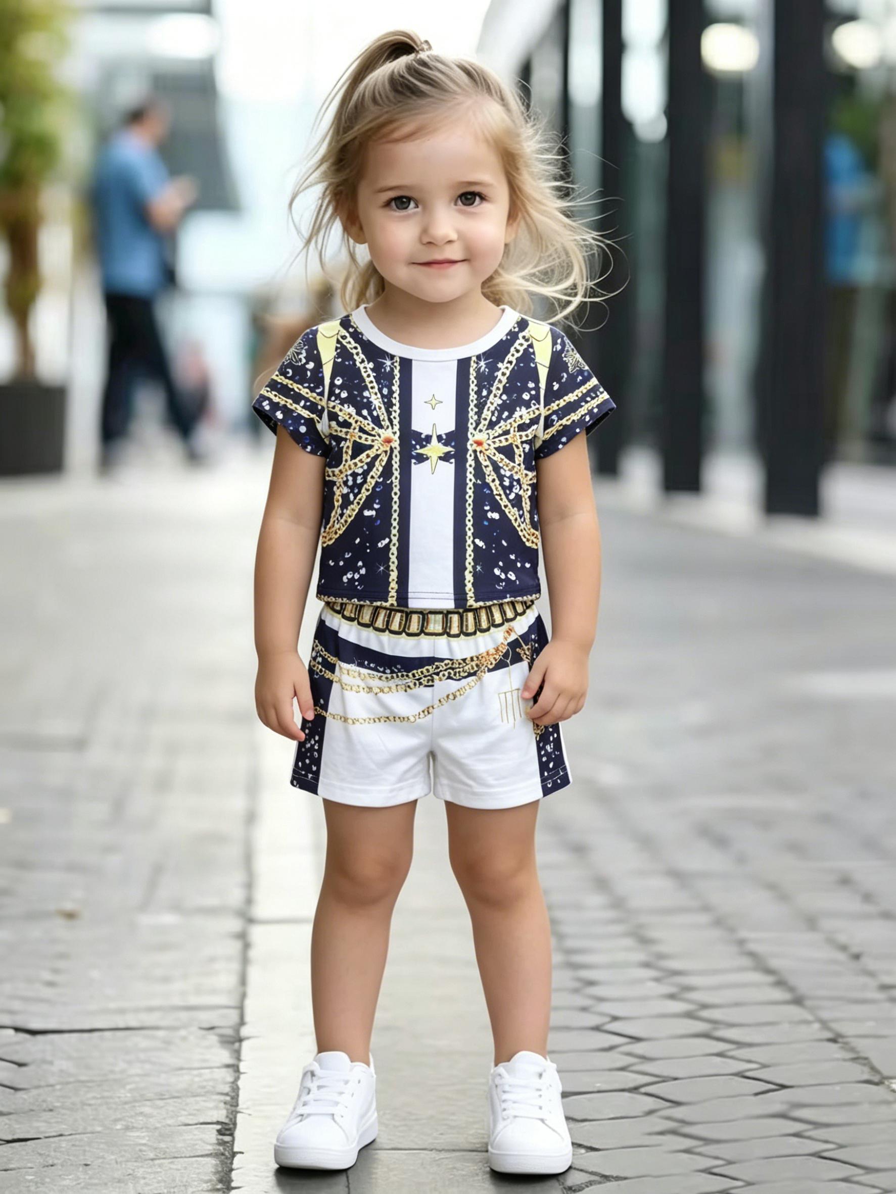 Toddler Girls Elegant Gold Chain & Star Print 2-Piece Outfit, Summer Navy & White Casual Clothes for Kids, Perfect for Playwear & Outdoor 1-2Y белый
Toddler Girls Elegant Gold Chain & Star Print 2-Piece Outfit, Summer Navy & White Casual Clothes for Kids, Perfect for Playwear & Outdoor 1-2Y белый
