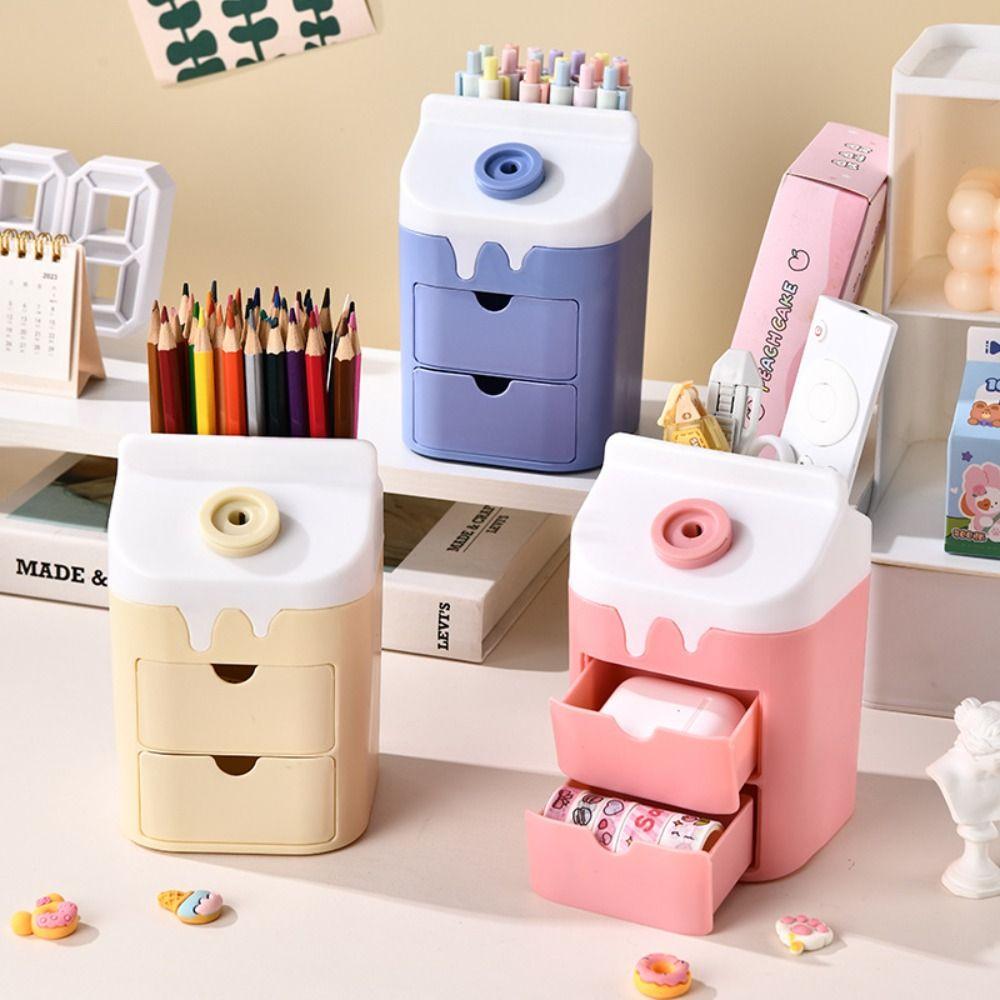 With Pencil Sharpener Multi Grid Pen Holder Milk Carton Shaped Desktop Organizer Makeup Container
With Pencil Sharpener Multi Grid Pen Holder Milk Carton Shaped Desktop Organizer Makeup Container