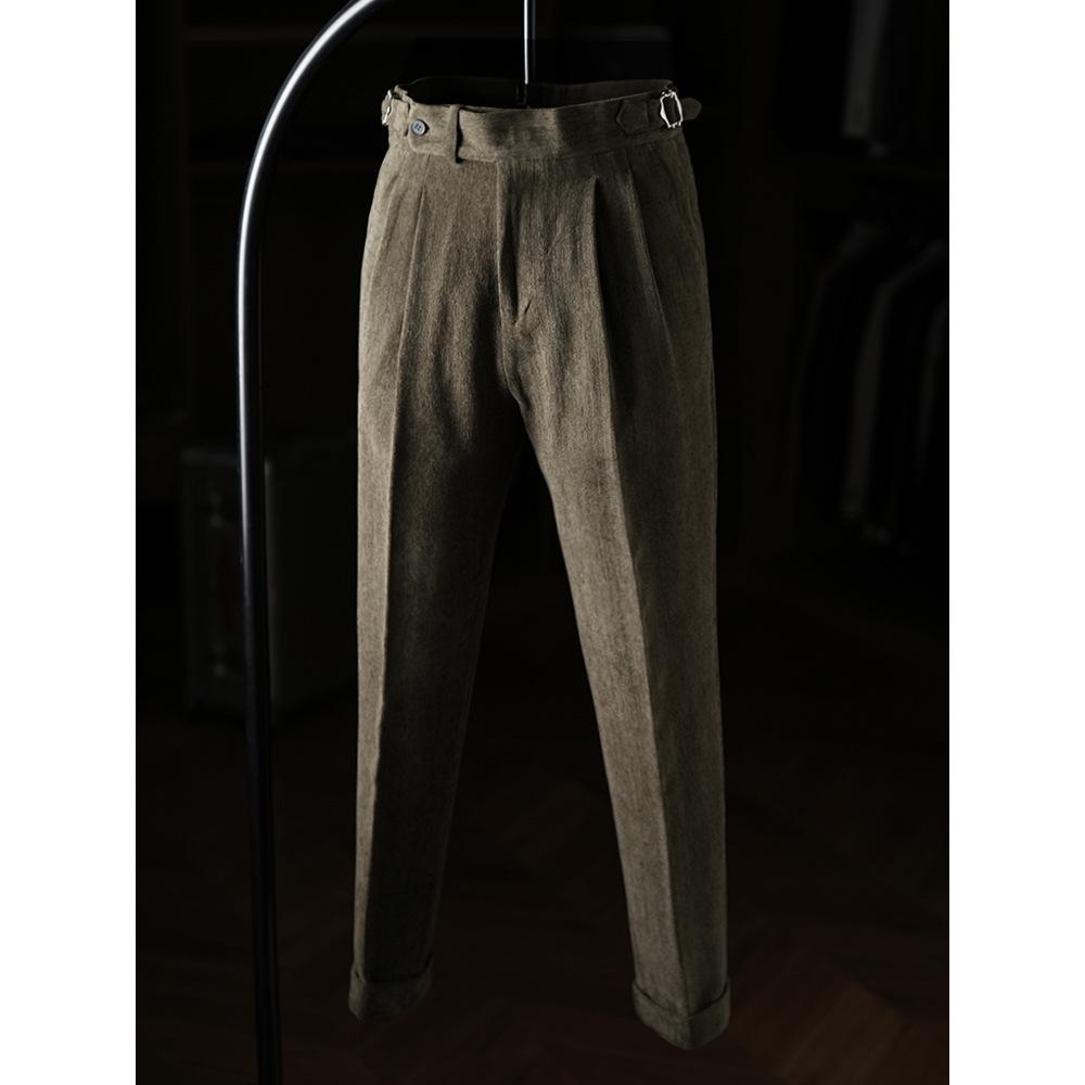 Одежда Ruishen: Мужские брюки из плотной шерсти с высокой посадкой и прямыми штанинами - Осень/Зима 33 зелёный
Одежда Ruishen: Мужские брюки из плотной шерсти с высокой посадкой и прямыми штанинами - Осень/Зима 33 зелёный