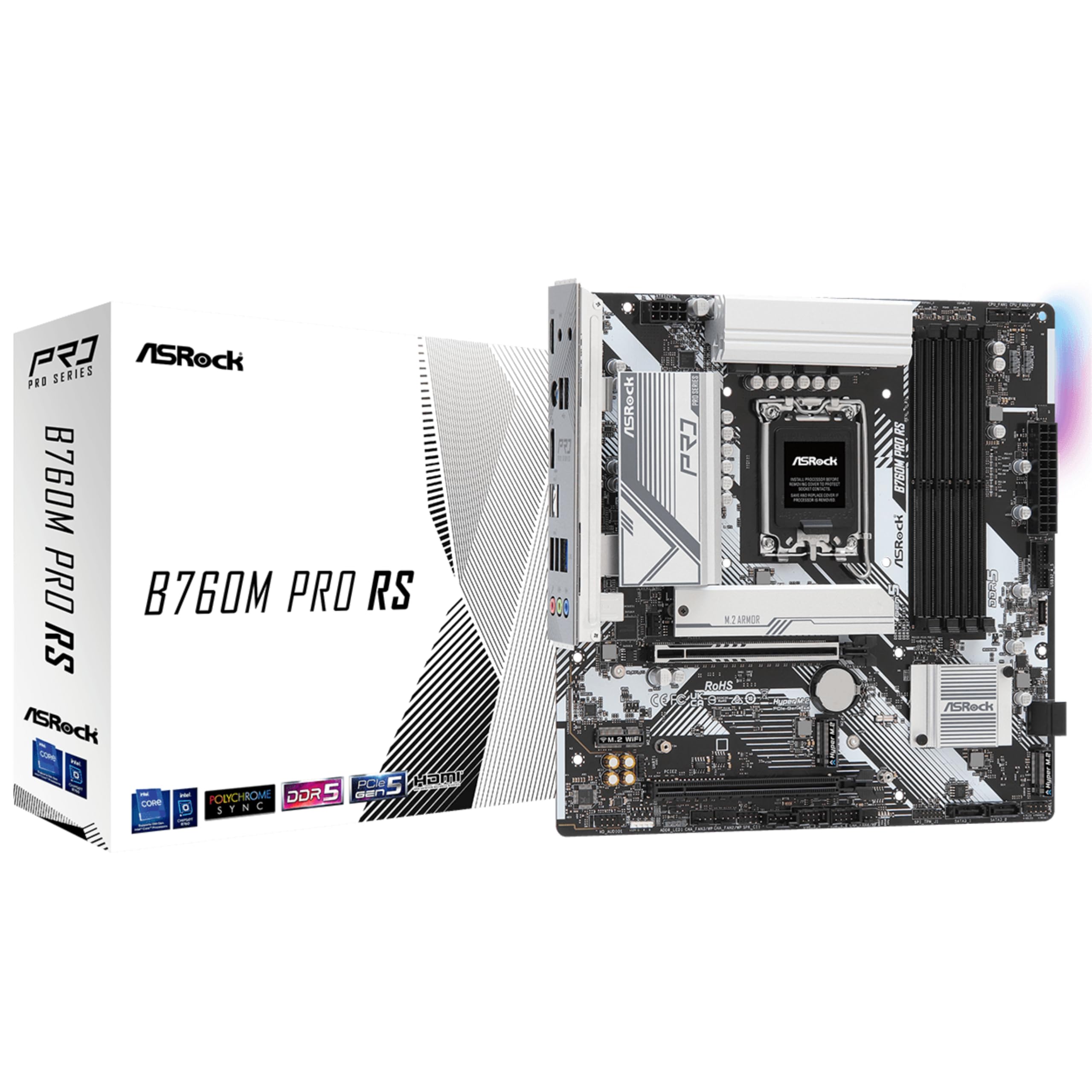 ASRock Motherboard B760M Pro RS Compatible with Intel 12th and 13th Generation CPU B760 Chipset DDR5 Micro ATX Motherboard Authorized Distributor
ASRock Motherboard B760M Pro RS Compatible with Intel 12th and 13th Generation CPU B760 Chipset DDR5 Micro ATX Motherboard Authorized Distributor