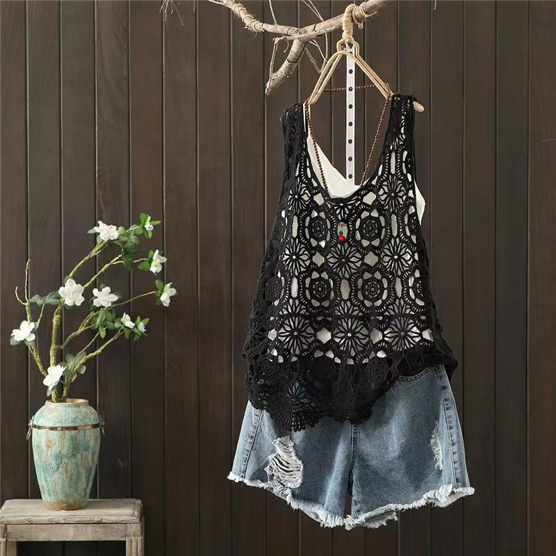 Летняя вязаная кружевная майка в стиле Мори - Винтажный литературный жилет-кардиган свободного кроя для женщин One Size чёрный
Летняя вязаная кружевная майка в стиле Мори - Винтажный литературный жилет-кардиган свободного кроя для женщин One Size чёрный