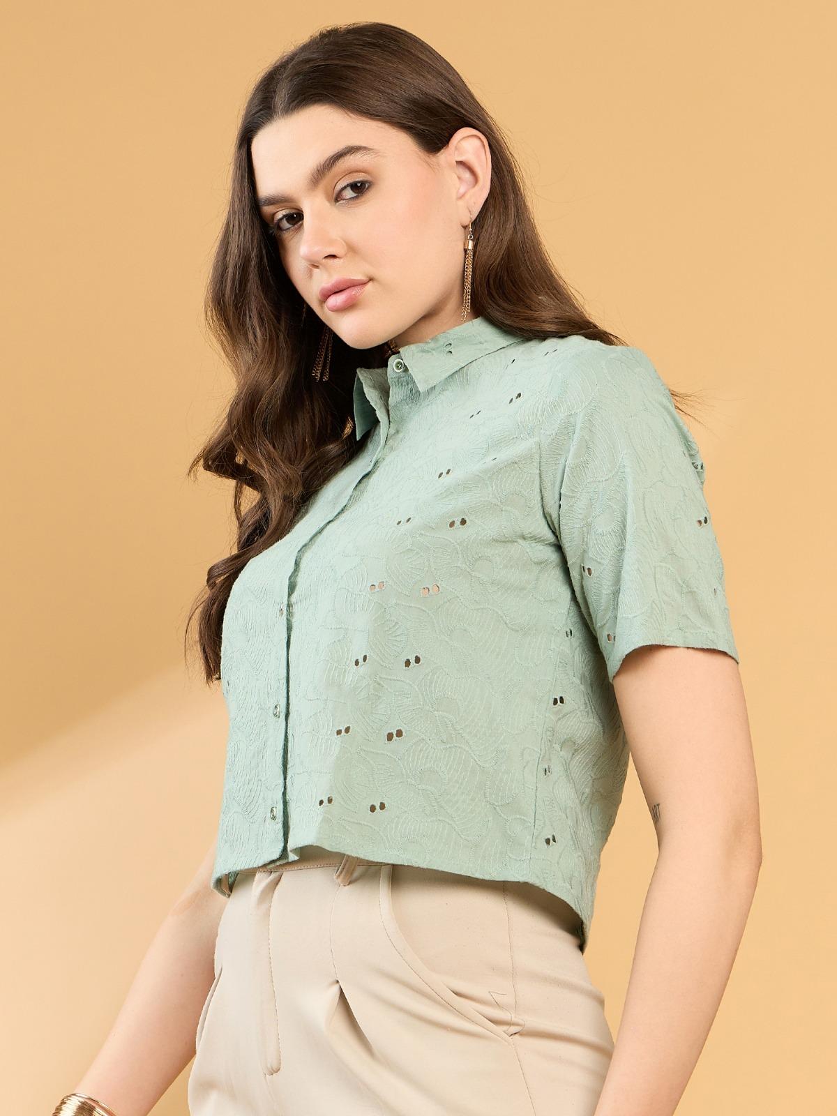 Класична бавовняна кроп-сорочка з короткими рукавами XXL кольору морської хвилі
Класична бавовняна кроп-сорочка з короткими рукавами XXL кольору морської хвилі