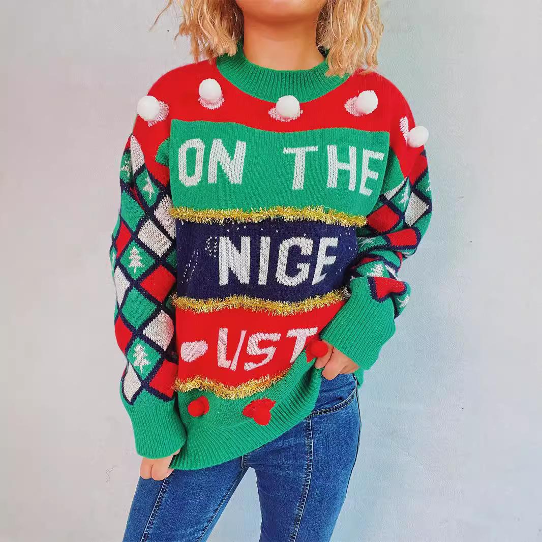 Alphabet Jacquard Gold Stripe Knitted Sweater Amazon Loose Round Neck Hooded Christmas Sweater 3516 XL зелений
Alphabet Jacquard Gold Stripe Knitted Sweater Amazon Loose Round Neck Hooded Christmas Sweater 3516 XL зелений