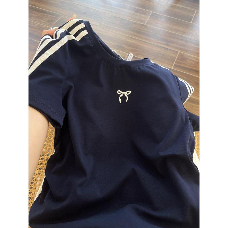 What a Korean Style! Lazy Sports Style Stripes Short Sleeves Are So Beautiful! Summer New Arrival Dark Blue White T-shirt Navy blue S
What a Korean Style! Lazy Sports Style Stripes Short Sleeves Are So Beautiful! Summer New Arrival Dark Blue White T-shirt Navy blue S