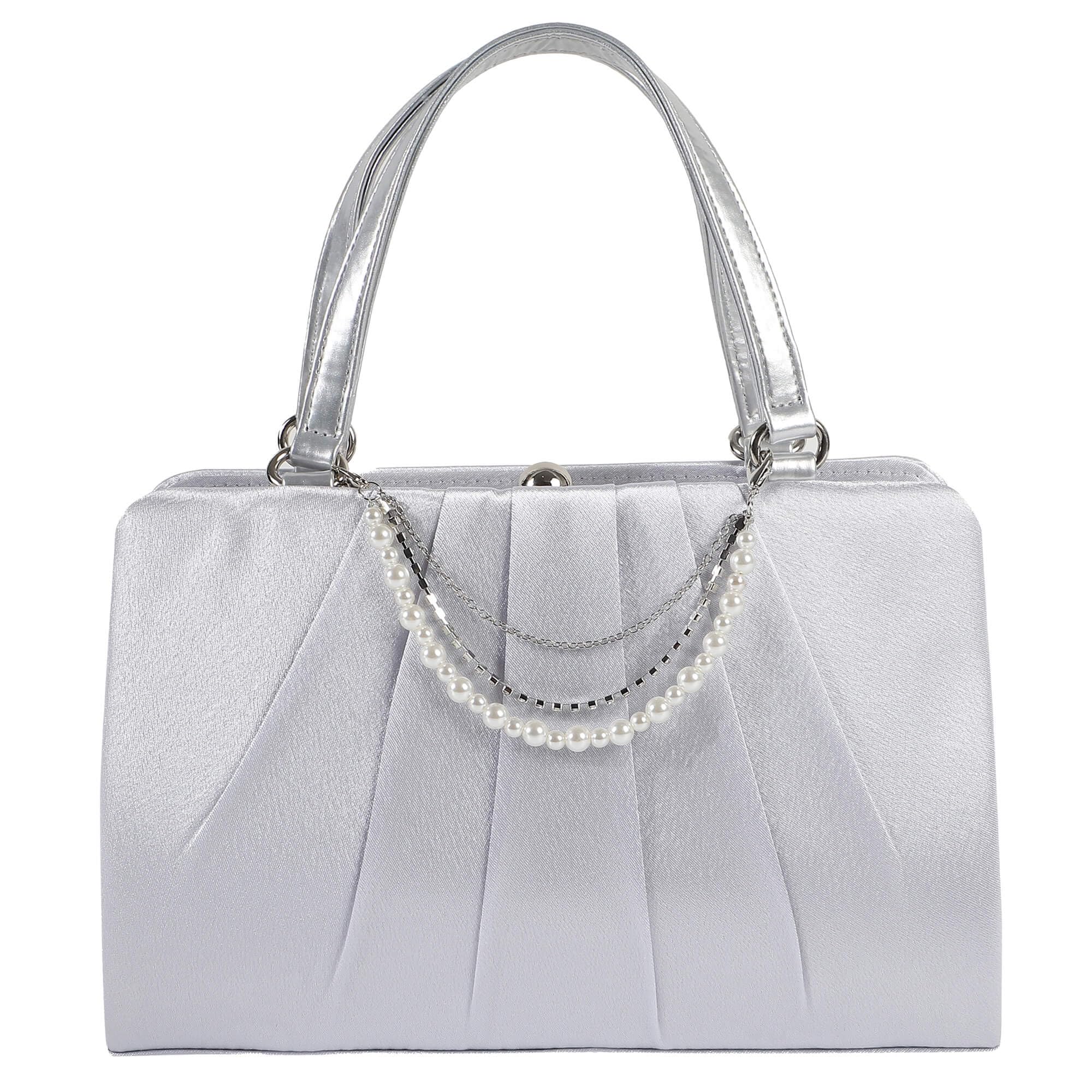 REOTTI Party Bag, Formal Handbag, Wedding Bag, Funeral Bag, Satin Pleated, Silver
REOTTI Party Bag, Formal Handbag, Wedding Bag, Funeral Bag, Satin Pleated, Silver