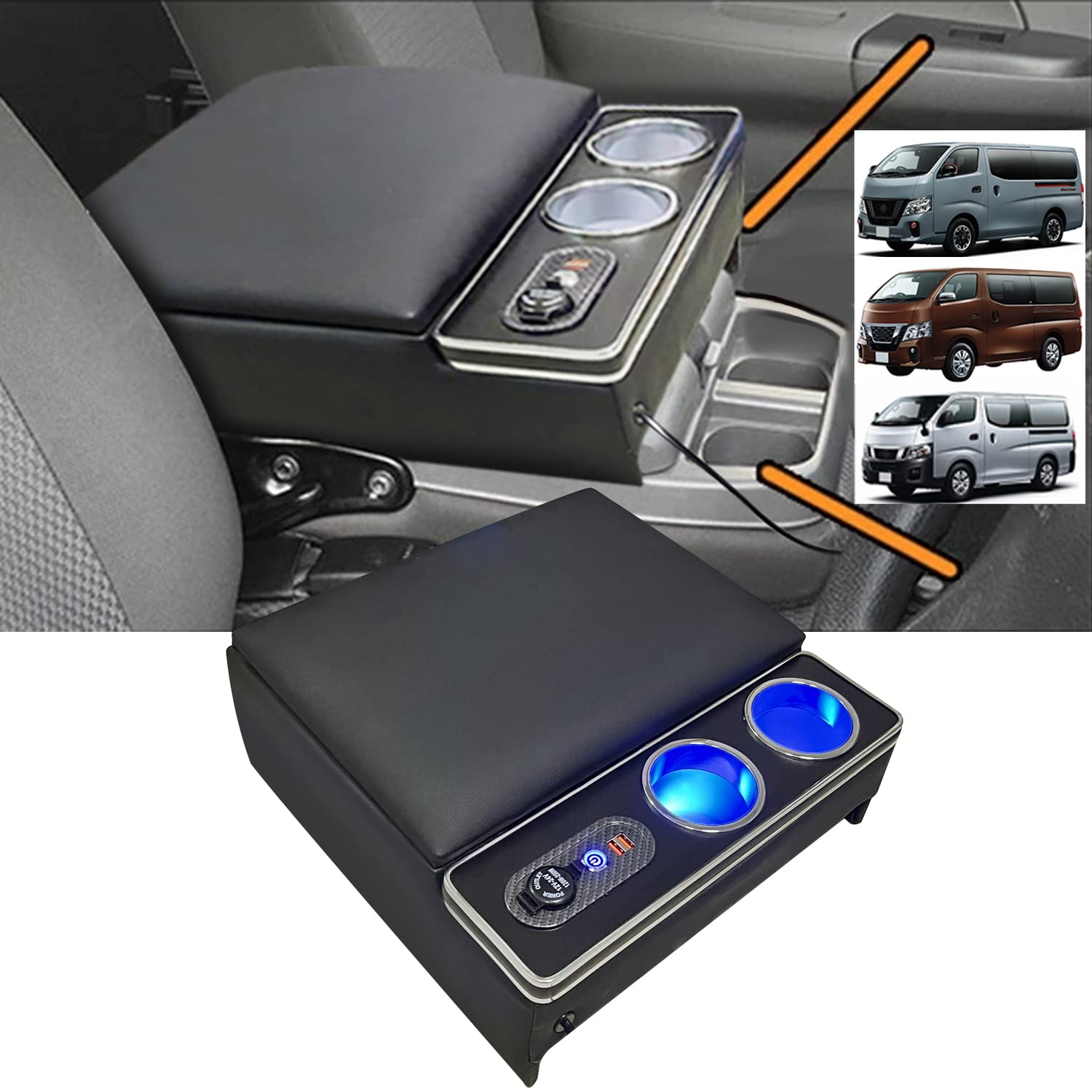 SGALUPA Caravan NV350 Console Box Armrest Easy Installation Drink Holder with USB Port Compatible with E26 Van E25 Van DX Blue LED Light VX/Van DX,
SGALUPA Caravan NV350 Console Box Armrest Easy Installation Drink Holder with USB Port Compatible with E26 Van E25 Van DX Blue LED Light VX/Van DX,