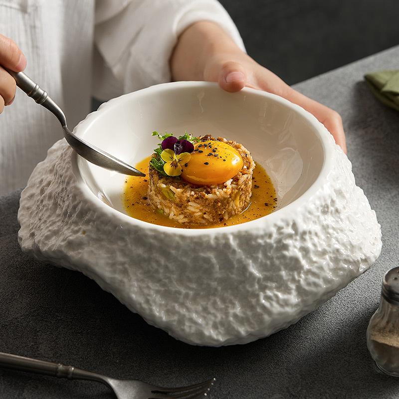 Ceramic Shaped Salad Plate Soup Bowl Upscale Hotel Restaurant Tableware Art Irregular White Cooking Dish Plate Kitchen Utensils
Ceramic Shaped Salad Plate Soup Bowl Upscale Hotel Restaurant Tableware Art Irregular White Cooking Dish Plate Kitchen Utensils
