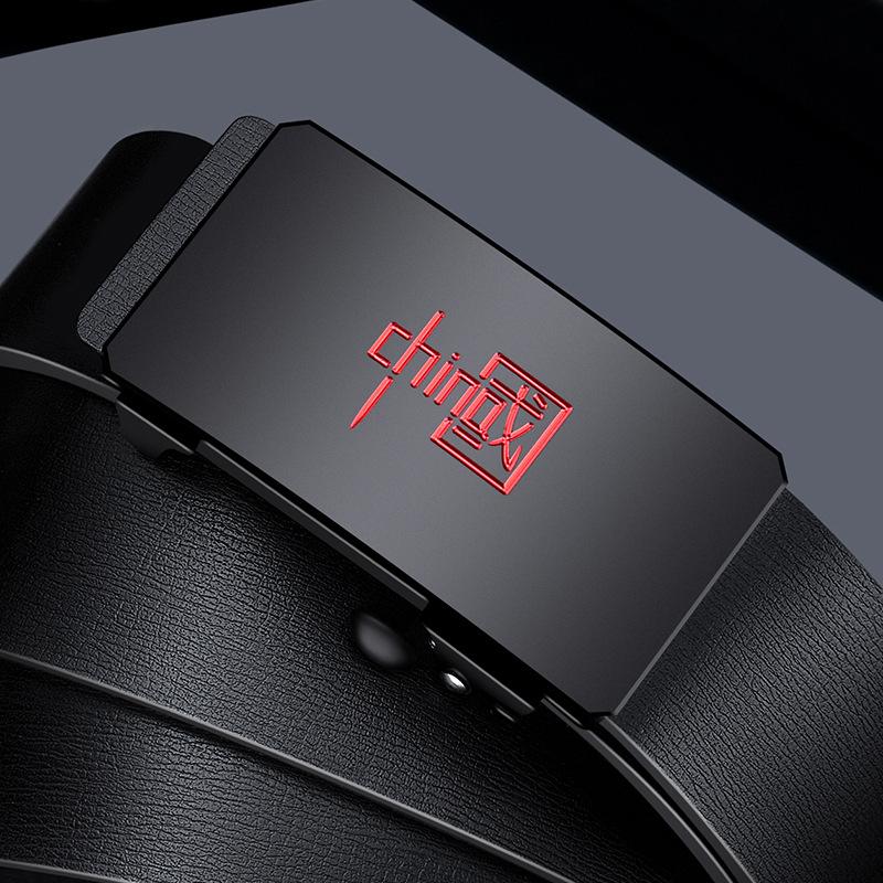 Мужской кожаный ремень Деловая официальная одежда Интернет-знаменитости национальный прилив текст беззубый ремень из воловьей кожи с автоматической пряжкой 130cm
Мужской кожаный ремень Деловая официальная одежда Интернет-знаменитости национальный прилив текст беззубый ремень из воловьей кожи с автоматической пряжкой 130cm