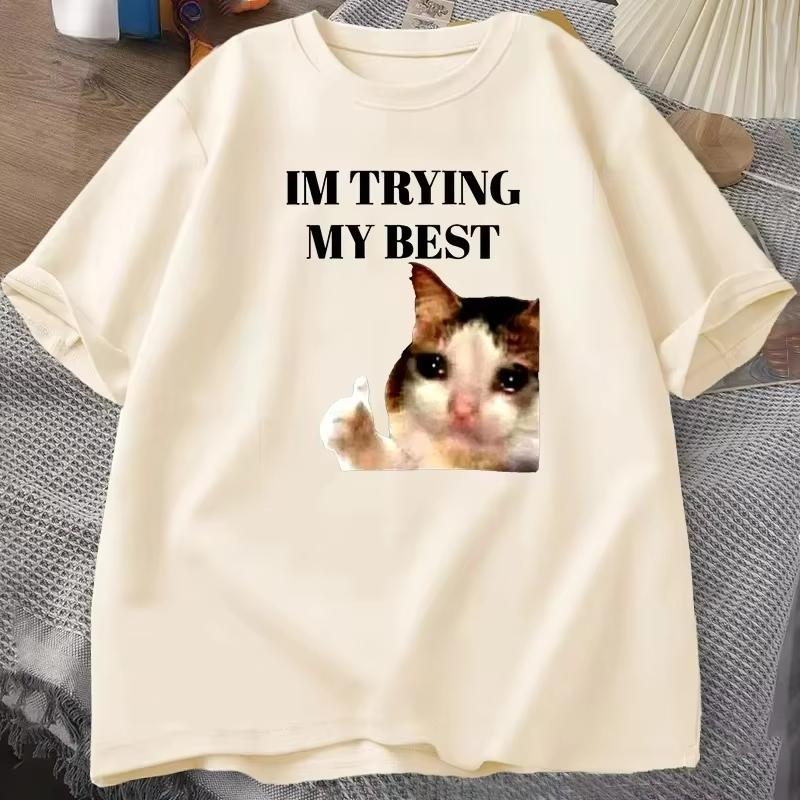 Cat Thumbs Up Crying I m Trying My Best Funny Tee Casual Short Sleeve T-Shirt Streetwear Harajuku Women Clothes Tops 3XL
Cat Thumbs Up Crying I m Trying My Best Funny Tee Casual Short Sleeve T-Shirt Streetwear Harajuku Women Clothes Tops 3XL