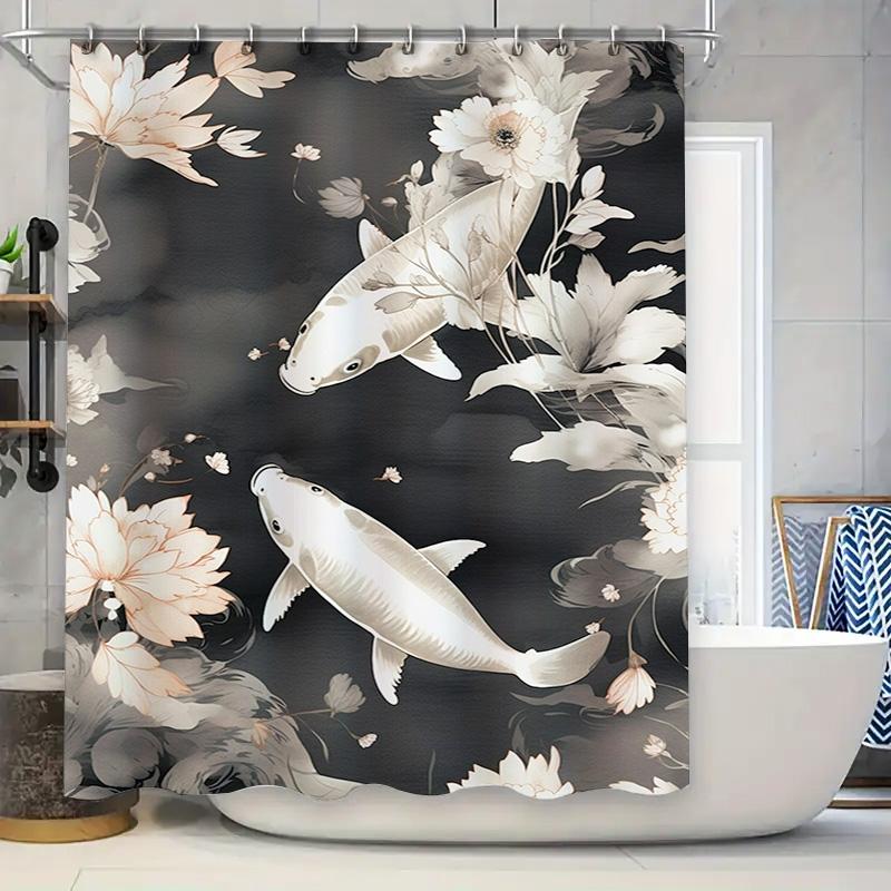 Luxurious Bath Curtains Decorative White Lotus Fish Printed Shower Curtain Waterproof Fabric Home Decoration Bathroom Accessorie W60H190(CM)-1 Pcs
Luxurious Bath Curtains Decorative White Lotus Fish Printed Shower Curtain Waterproof Fabric Home Decoration Bathroom Accessorie W60H190(CM)-1 Pcs