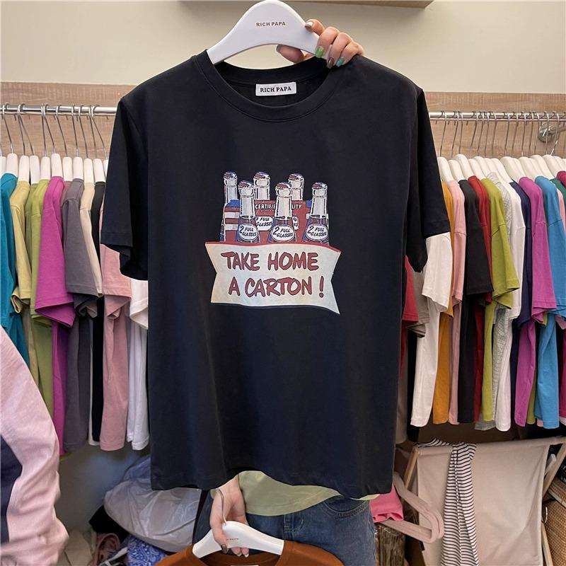 (Combed pure cotton) Back bag with sewn edge S-XXXL summer short-sleeved T-shirt women s summer new S
(Combed pure cotton) Back bag with sewn edge S-XXXL summer short-sleeved T-shirt women s summer new S