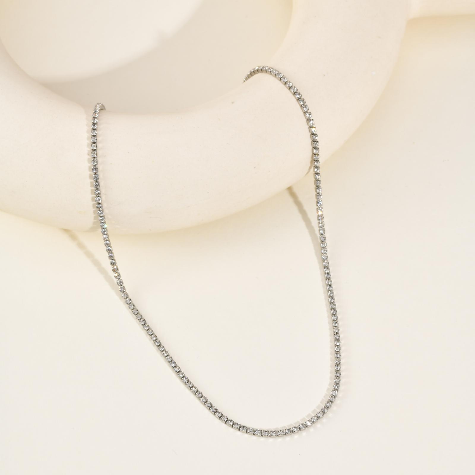 Stainless Steel Cubic Zircon Rhinestone Necklace for Women Luxury Tennis Chain Choker Necklace Minimalist Jewelry Accessories 2mm width&41cm-46cm
Stainless Steel Cubic Zircon Rhinestone Necklace for Women Luxury Tennis Chain Choker Necklace Minimalist Jewelry Accessories 2mm width&41cm-46cm