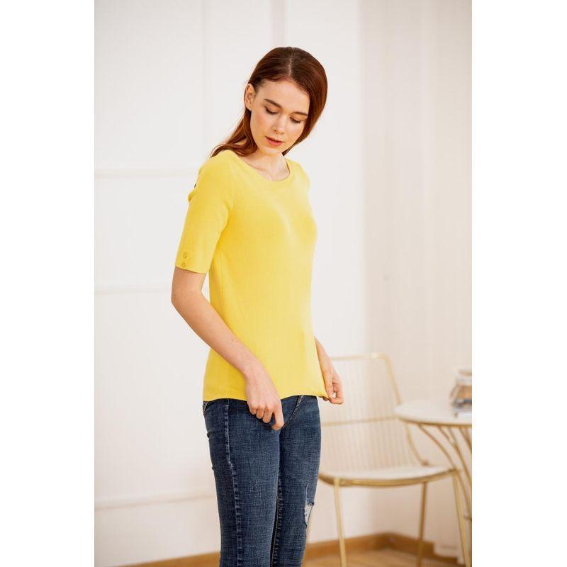 Женская модная хлопковая футболка с полурукавом и отделкой Lemon yellow L
Женская модная хлопковая футболка с полурукавом и отделкой Lemon yellow L