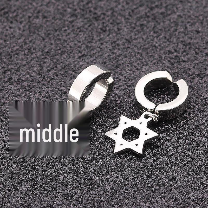 Модный клипс для уха из титановой стали в виде шестиконечной звезды - без прокола, модная серьга-обманка из нержавеющей стали
Модный клипс для уха из титановой стали в виде шестиконечной звезды - без прокола, модная серьга-обманка из нержавеющей стали