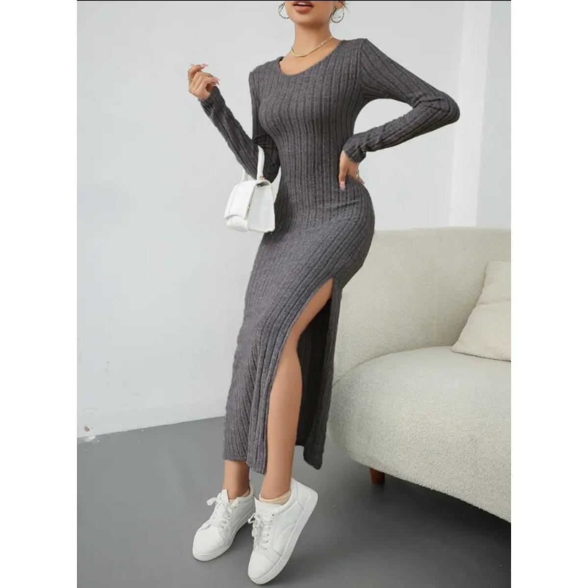 Fall Winter Women s Long Sleeve Crew Neck Slit Maxi Knit Dress, In Stock For Crossborder European American Size, Casual Long Dress For Women L темно-сірий
Fall Winter Women s Long Sleeve Crew Neck Slit Maxi Knit Dress, In Stock For Crossborder European American Size, Casual Long Dress For Women L темно-сірий
