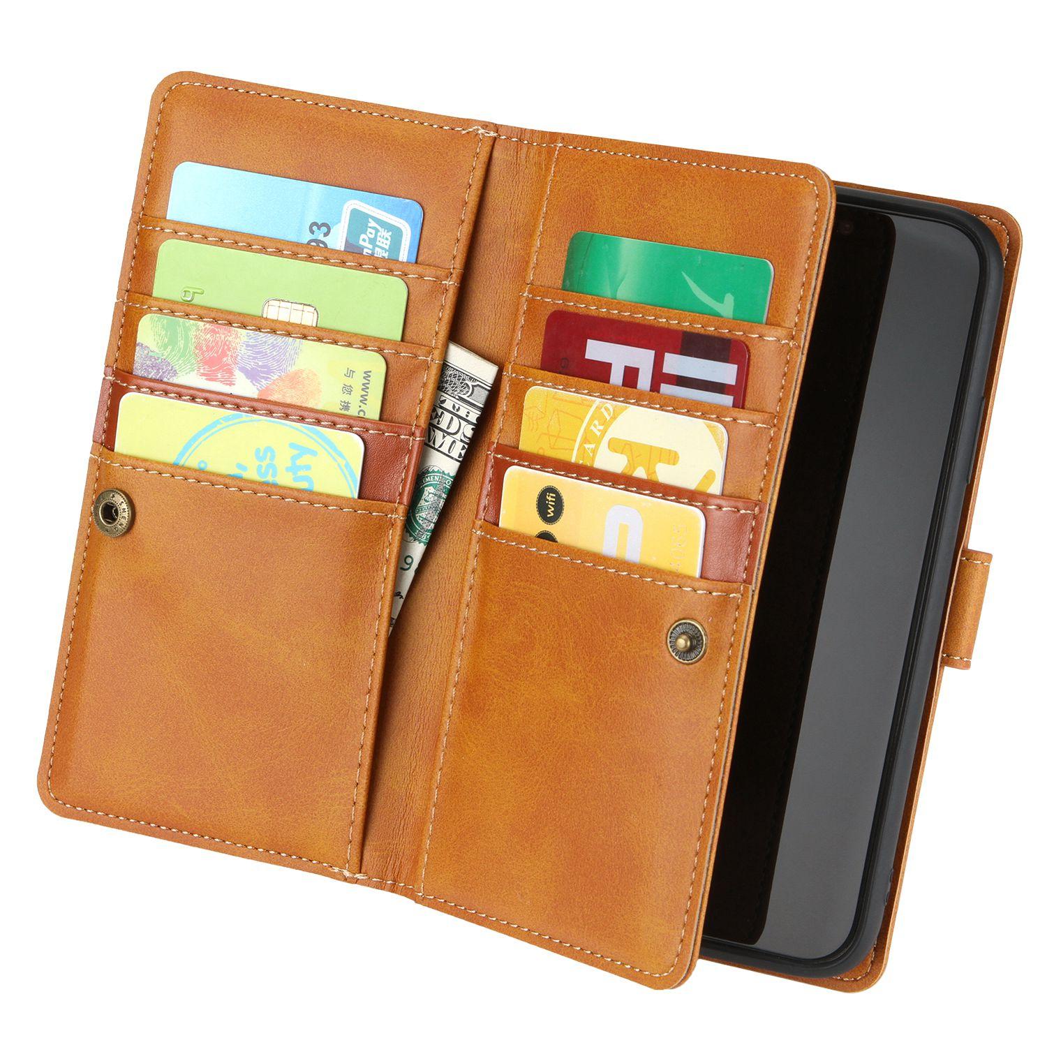 For iPhone 14 6.1 inch Wallet Flip Phone Cover Split Leather Multiple Card Slots Magnetic Closure Stand Cover with Hand Strap Coffee
For iPhone 14 6.1 inch Wallet Flip Phone Cover Split Leather Multiple Card Slots Magnetic Closure Stand Cover with Hand Strap Coffee