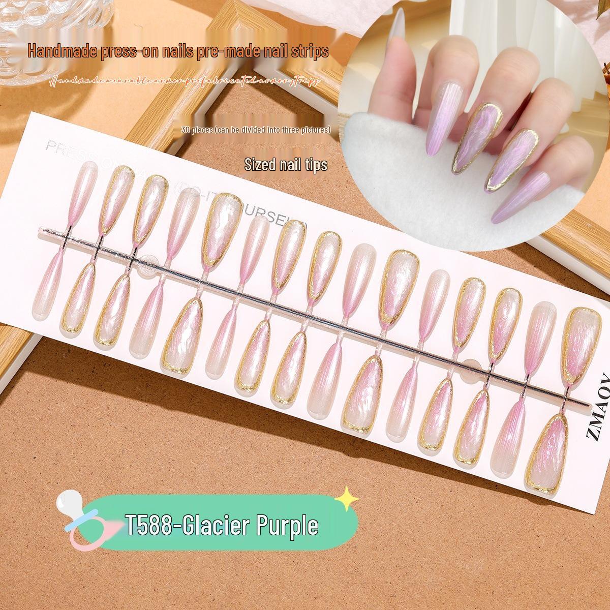 T588 Glacier Purple Cat Eye Nail Wraps - 30 pcs, Almond Gradient, 3D Gilded Ripple Design
T588 Glacier Purple Cat Eye Nail Wraps - 30 pcs, Almond Gradient, 3D Gilded Ripple Design
