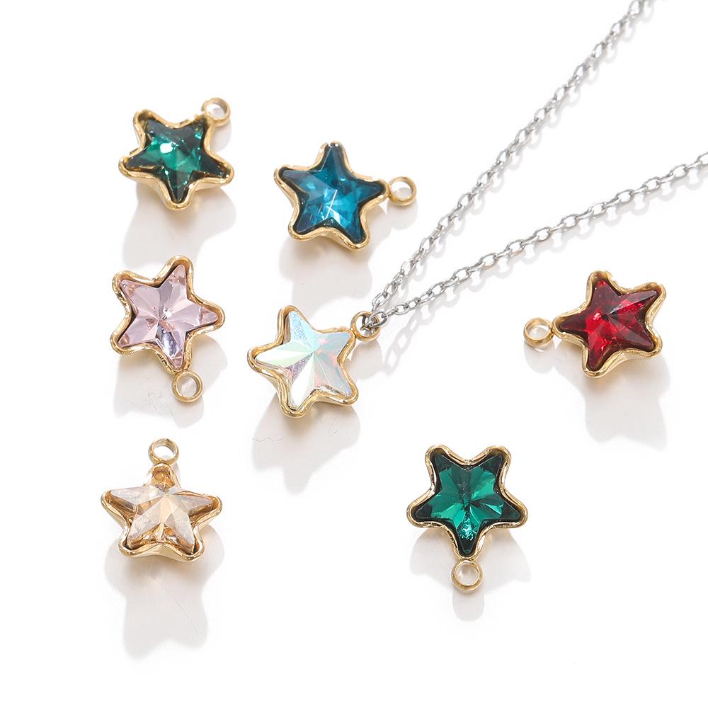 18k Gold-Plated Stainless Steel Star Pendant with Colorful Diamond-Accents - DIY Earring & Bracelet Jewelry Accessories 1 piece, approx. 2g
18k Gold-Plated Stainless Steel Star Pendant with Colorful Diamond-Accents - DIY Earring & Bracelet Jewelry Accessories 1 piece, approx. 2g