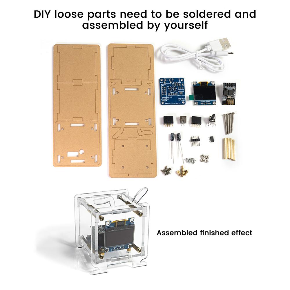 DIY Digital Clock Kit, ESP8266 Mini WiFi Weather Clock, Electronics Soldering Practice, Multi-Function Weather Station
DIY Digital Clock Kit, ESP8266 Mini WiFi Weather Clock, Electronics Soldering Practice, Multi-Function Weather Station