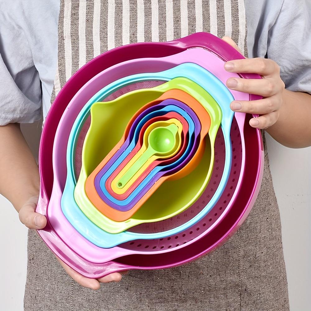 10pcs Colorful Mixing Bowl Set - Nesting Design with Measuring Cups Spoons for Baking And Salad Preparation - Sturdy Kitchen Tools, Colander Sifter
10pcs Colorful Mixing Bowl Set - Nesting Design with Measuring Cups Spoons for Baking And Salad Preparation - Sturdy Kitchen Tools, Colander Sifter