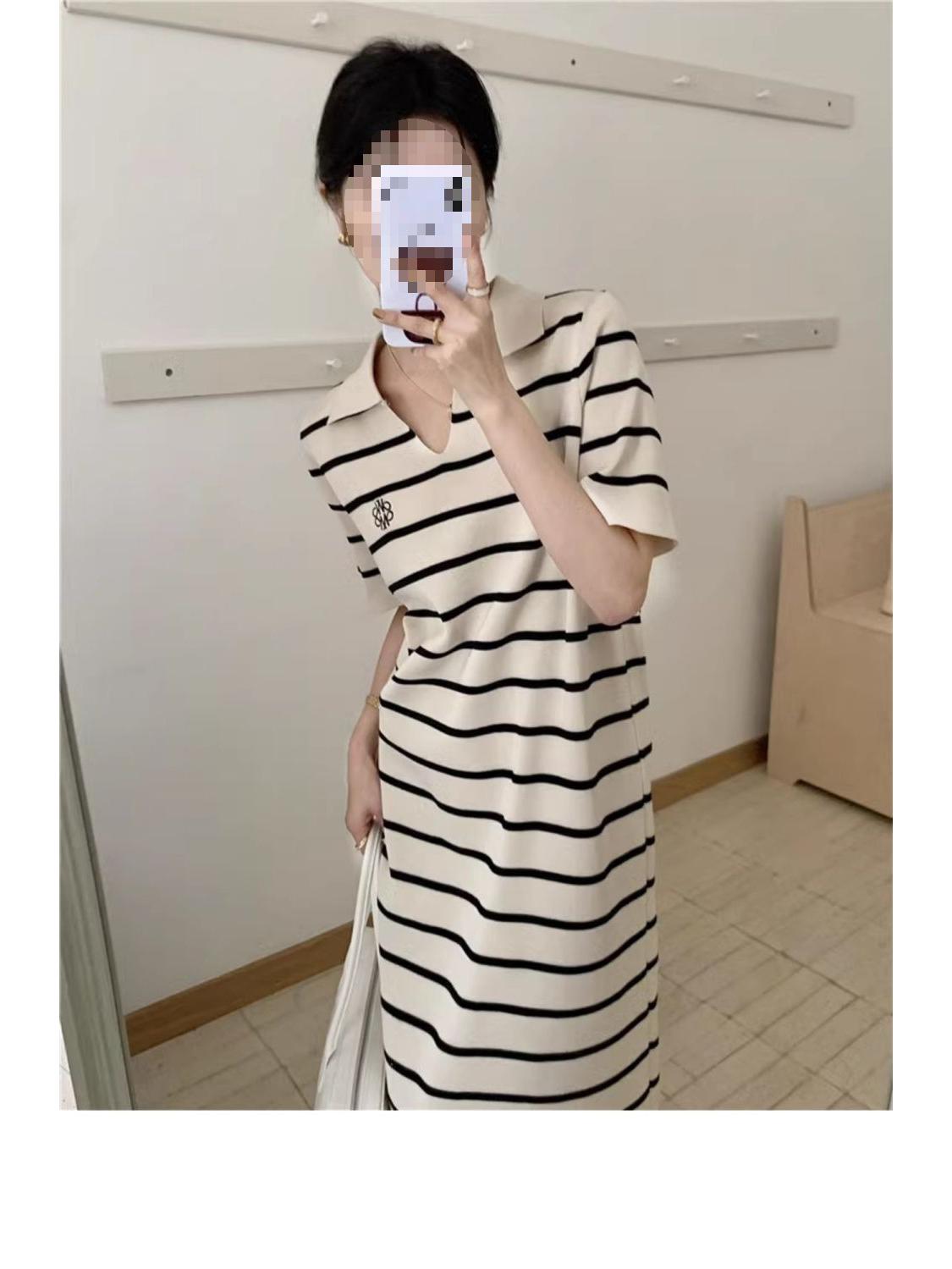 Women s Summer French Stripe Polo Dress - Short Sleeve, Embroidered, Knit, Stylish Loose Fit, Niche H-Line Design, New Arrival One Size
Women s Summer French Stripe Polo Dress - Short Sleeve, Embroidered, Knit, Stylish Loose Fit, Niche H-Line Design, New Arrival One Size