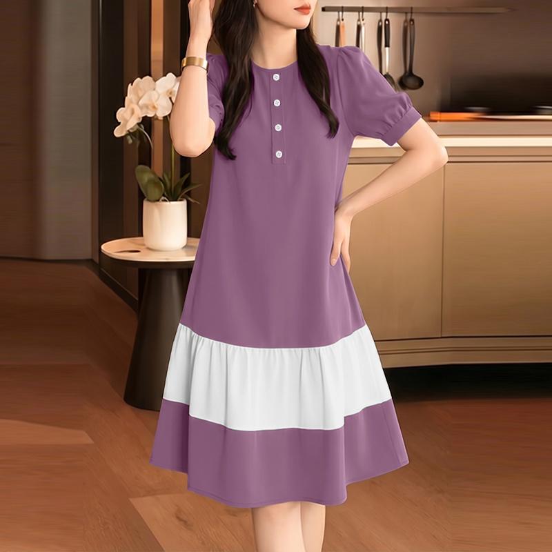 ZANZEA Women Casual Round Neck Summer Loose Short Sleeve Dress 5XL фіолетовий
ZANZEA Women Casual Round Neck Summer Loose Short Sleeve Dress 5XL фіолетовий