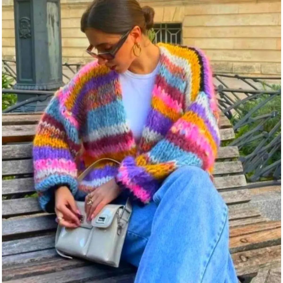 VAYLA Women Cardigan Sweater Colorful Striped Knitted Coats Long Sleeve Knitwear Jackets Fall Winter Casual Versatile Cardigan S
VAYLA Women Cardigan Sweater Colorful Striped Knitted Coats Long Sleeve Knitwear Jackets Fall Winter Casual Versatile Cardigan S