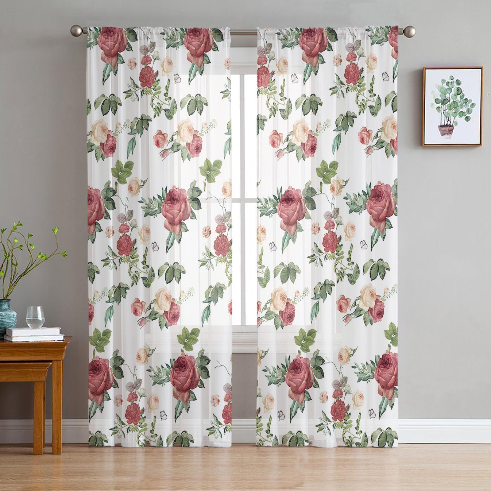 Plant And Flower Watercolor Retro Pink Sheer Curtains for Living Room Decoration Window Curtains Kitchen Tulle Voile Curtains W135 x H115cm x1
Plant And Flower Watercolor Retro Pink Sheer Curtains for Living Room Decoration Window Curtains Kitchen Tulle Voile Curtains W135 x H115cm x1