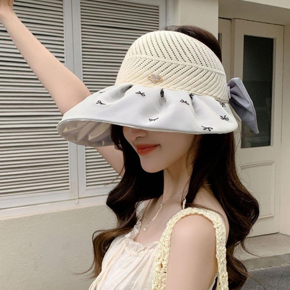 Bowknot Empty Top Sun Hat Topless Female Shell Hat Breathable Foldable Visor Cap Travel сірий
Bowknot Empty Top Sun Hat Topless Female Shell Hat Breathable Foldable Visor Cap Travel сірий
