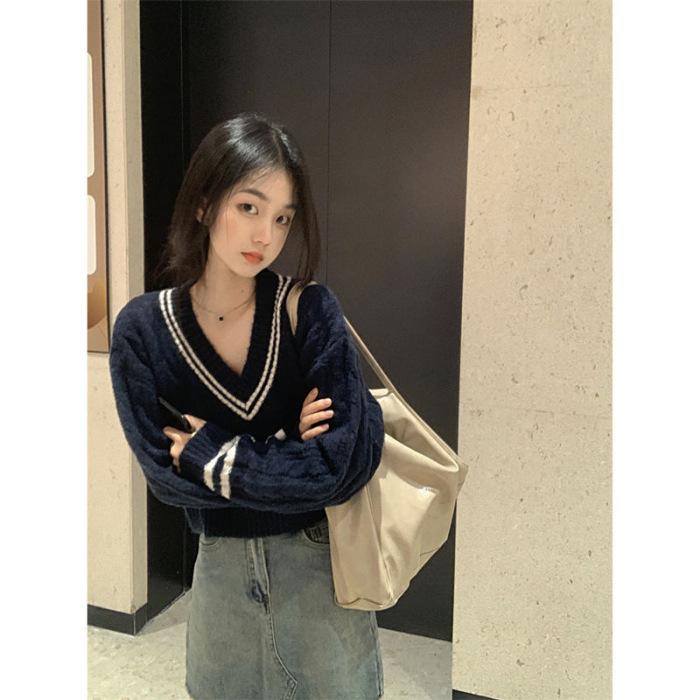 2025 Women s Color Block V-neck Cable Knit Sweater - Autumn Winter Loose Fit Soft Knitwear High-End Feel Short Top M (Recommended 50-57.5 kg) темно-синий
2025 Women s Color Block V-neck Cable Knit Sweater - Autumn Winter Loose Fit Soft Knitwear High-End Feel Short Top M (Recommended 50-57.5 kg) темно-синий