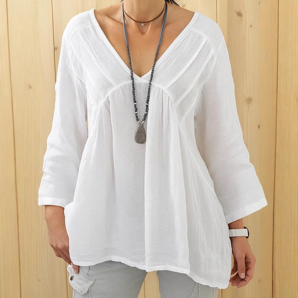 Новая женская повседневная футболка с V-образным вырезом, длинным рукавом, свободного кроя, однотонная, многоцветная S белый
Новая женская повседневная футболка с V-образным вырезом, длинным рукавом, свободного кроя, однотонная, многоцветная S белый