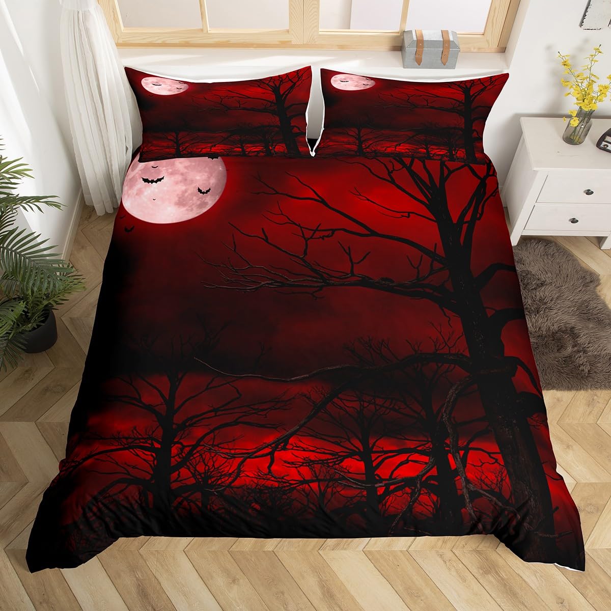 Halowen Soft Duvet Cover King Gothic Spider Web Bats Warm Comforter Cover Night Sky Orange Mon Beding Set Grunge Style Comfortable Quilt Cover 120*200cm Single
Halowen Soft Duvet Cover King Gothic Spider Web Bats Warm Comforter Cover Night Sky Orange Mon Beding Set Grunge Style Comfortable Quilt Cover 120*200cm Single
