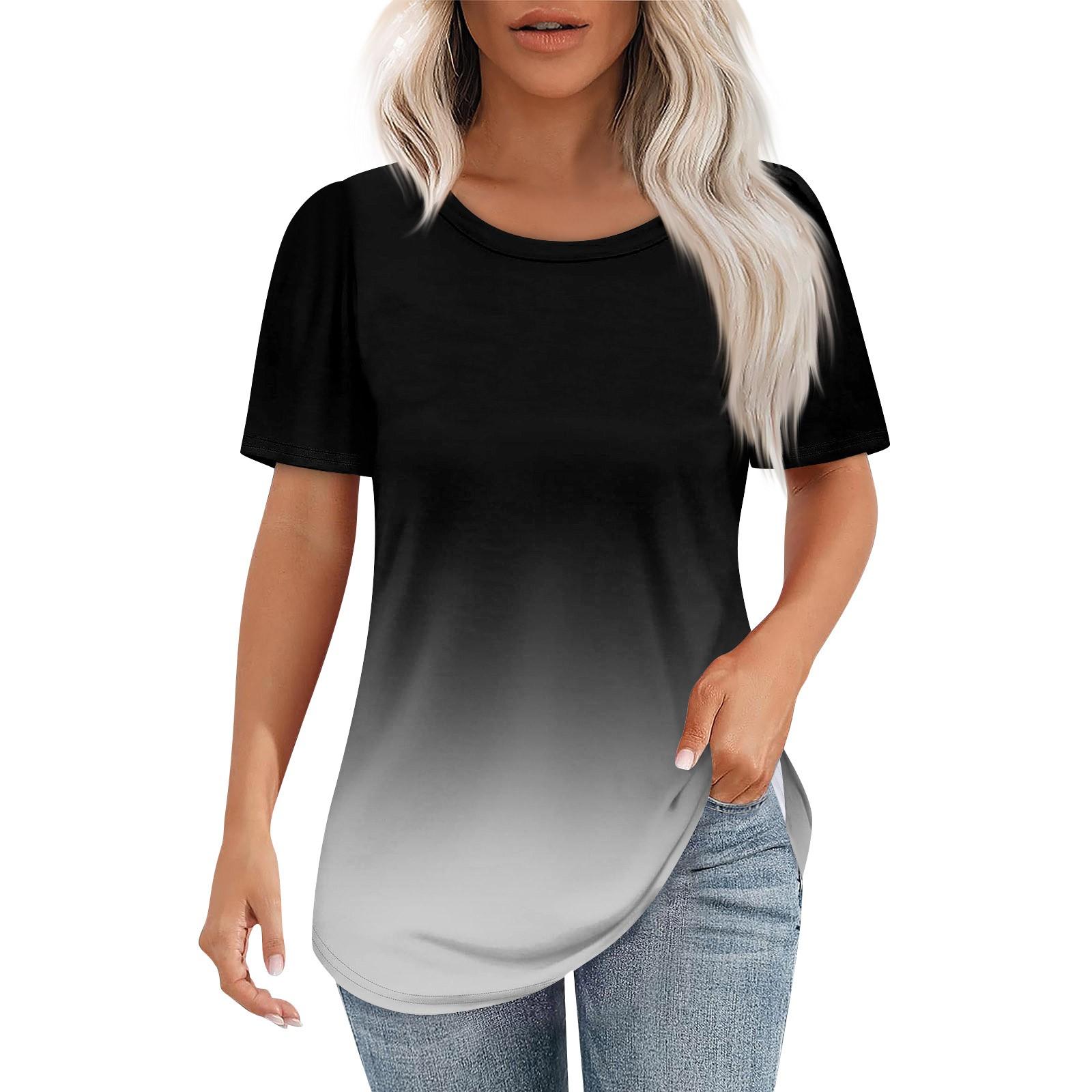 Футболки для женщин, плиссированные, с круглым вырезом, нарядные, повседневные, блузки с принтом, с коротким рукавом, летние топы, свободный крой L
Футболки для женщин, плиссированные, с круглым вырезом, нарядные, повседневные, блузки с принтом, с коротким рукавом, летние топы, свободный крой L