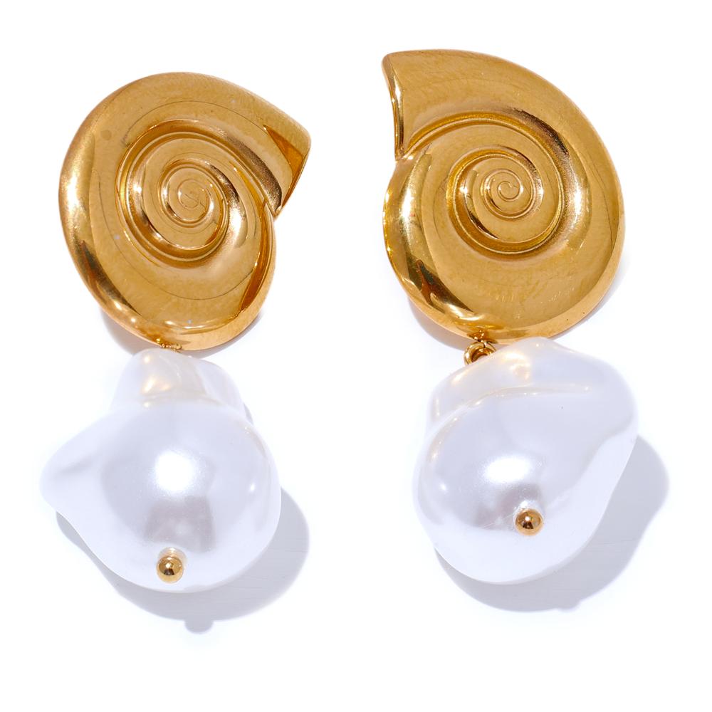 Yhpup Stainless Steel Shell Baroque Imitation Pearls Drop Dangle Earrings Golden Stylish Ear Jewelry Vacation Statement Bijoux
Yhpup Stainless Steel Shell Baroque Imitation Pearls Drop Dangle Earrings Golden Stylish Ear Jewelry Vacation Statement Bijoux
